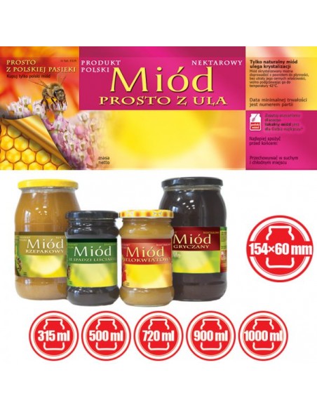 ETYKIETY NA MI&Oacute;D PROSTO Z ULA 154X60 (DUŻE) &ndash; 100 SZT.