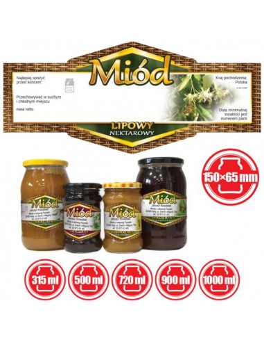 ETYKIETY NA MI&Oacute;D LIPOWY 150X65 &ndash; 100 SZT.