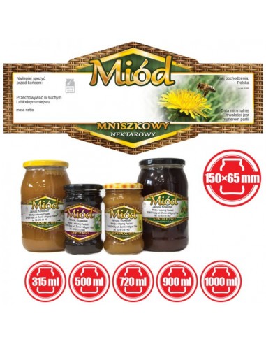 ETYKIETY NA MI&Oacute;D WMNISZKOWY 150X65 &ndash; 100 SZT.