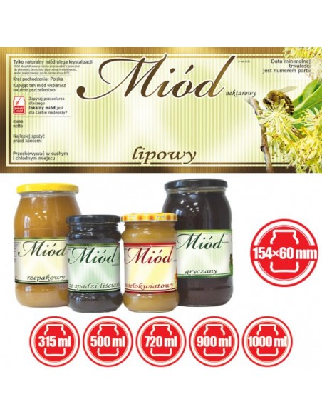 ETYKIETY NA MI&Oacute;D LIPOWY 154X60 (DUŻE) &ndash; 100 SZT.