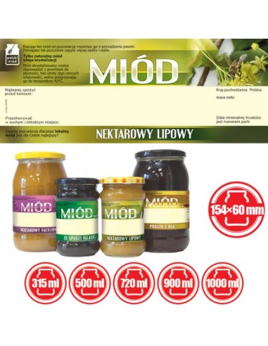 ETYKIETY NA MI&Oacute;D LIPOWY 154X60 (DUŻE) &ndash; 100 SZT.