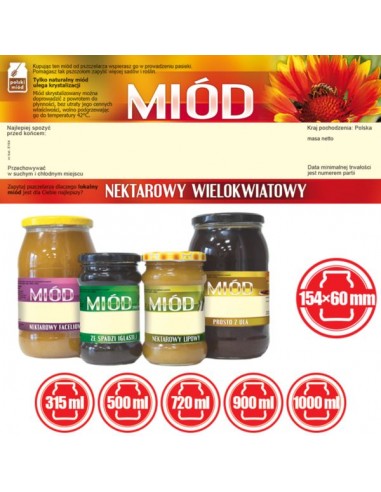 ETYKIETY NA MI&Oacute;D WIELOKWIATOWY 154X60 (DUŻE) &ndash;...