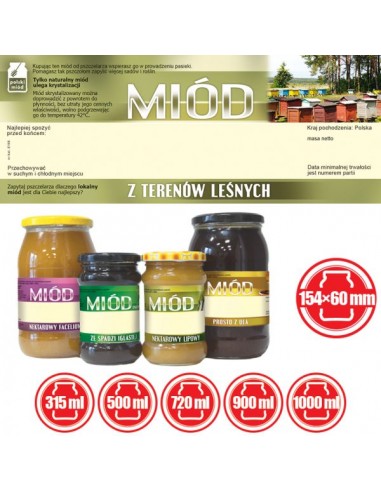 ETYKIETY NA MI&Oacute;D Z TEREN&Oacute;W LEŚNYCH 154X60...