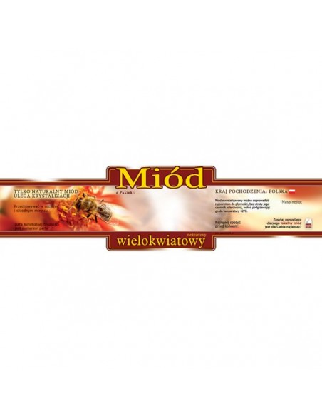 ETYKIETY OZDOBNE NA MI&Oacute;D WIELOKWIATOWY 185X55 &ndash; 100 SZT.