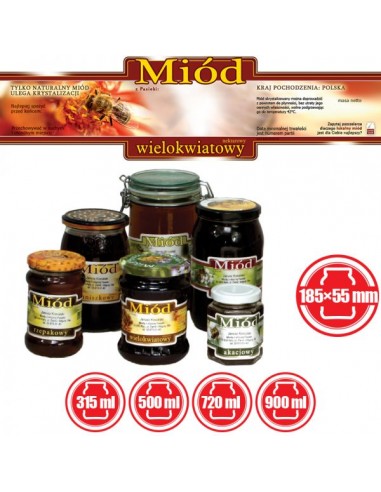 ETYKIETY OZDOBNE NA MI&Oacute;D WIELOKWIATOWY 185X55 &ndash;...