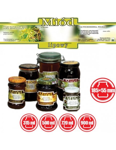 ETYKIETY OZDOBNE NA MI&Oacute;D LIPOWY 185X55 &ndash; 100 SZT.