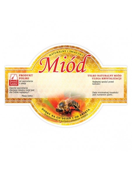 ETYKIETY OKRĄGŁE NA MI&Oacute;D UNIWERSALNE 125X86 &ndash; 100 SZT.