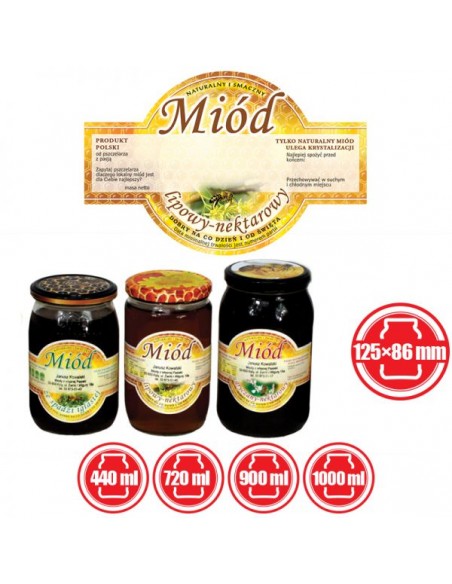 ETYKIETY OKRĄGŁE NA MI&Oacute;D LIPOWY 125X86 &ndash; 100 SZT.