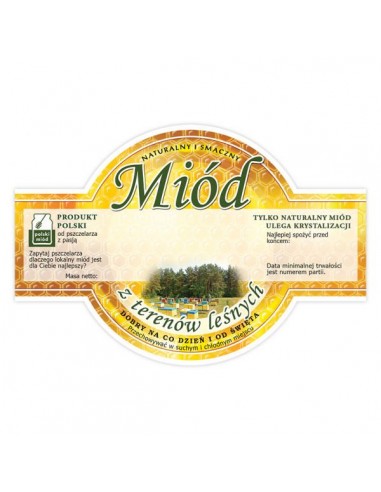 ETYKIETY OKRĄGŁE NA MI&Oacute;D Z TEREN&Oacute;W LEŚNYCH...