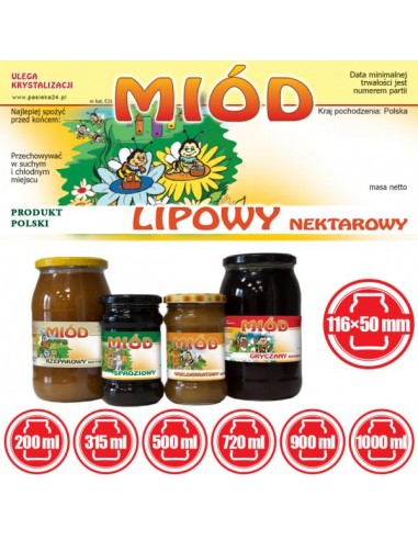 ETYKIETY NA MI&Oacute;D LIPOWY 116X50 &ndash; 100 SZT.
