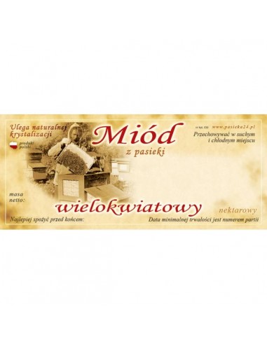 ETYKIETY NA MI&Oacute;D WIELOKWIATOWY 116X50 &ndash; 100 SZT.