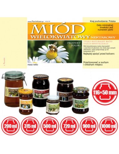 ETYKIETY NA MI&Oacute;D WIELOKWIATOWY 116X50 &ndash; 100 SZT.