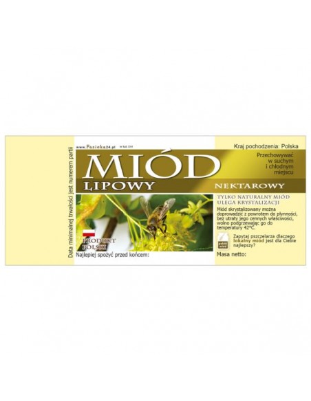 ETYKIETY NA MI&Oacute;D LIPOWY 116X50 &ndash; 100 SZT.