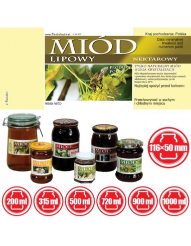 ETYKIETY NA MI&Oacute;D LIPOWY 116X50 &ndash; 100 SZT.