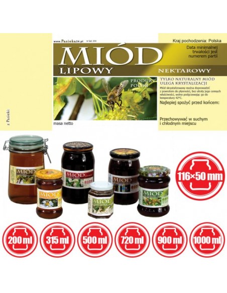 ETYKIETY NA MI&Oacute;D LIPOWY 116X50 &ndash; 100 SZT.