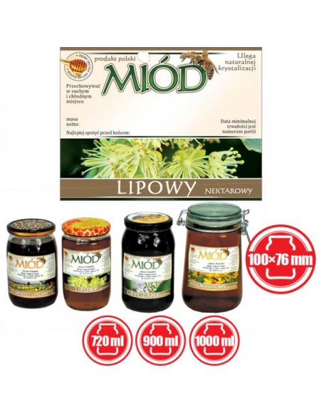 ETYKIETY NA MI&Oacute;D LIPOWY 100X76 &ndash; 100 SZT.