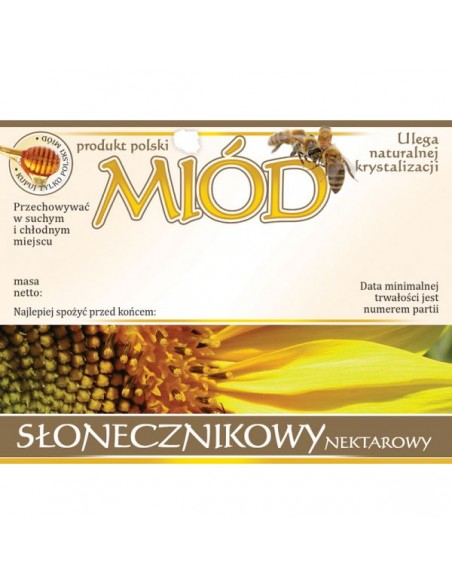 ETYKIETY NA MI&Oacute;D SŁONECZNIKOWY 100X76 &ndash; 100 SZT.