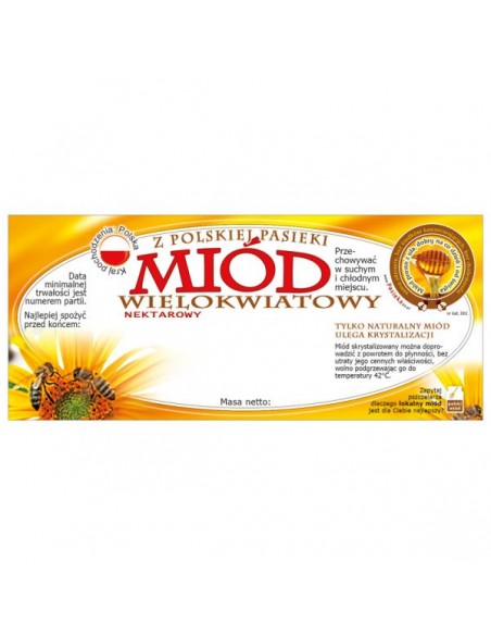 ETYKIETY NA MI&Oacute;D WIELOKWIATOWY 116X50 &ndash; 100 SZT.