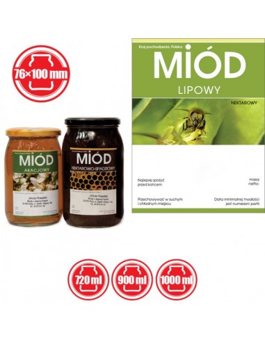 ETYKIETY NA MI&Oacute;D LIPOWY 100X76 &ndash; 100 SZT.