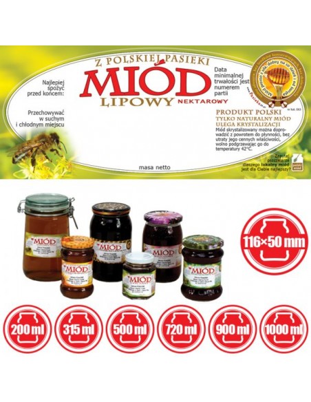 ETYKIETY NA MI&Oacute;D LIPOWY 116X50 &ndash; 100 SZT.