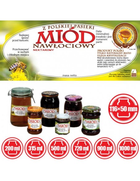 ETYKIETY NA MI&Oacute;D NAWŁOCIOWY 116X50 &ndash; 100 SZT.