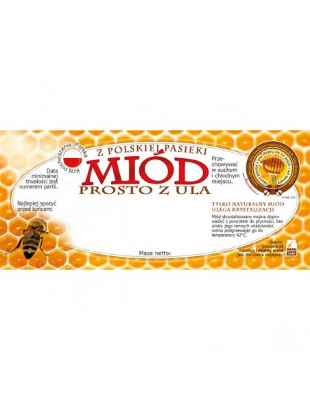 ETYKIETY NA MI&Oacute;D PROSTO Z ULA 116X50 &ndash; 100 SZT.