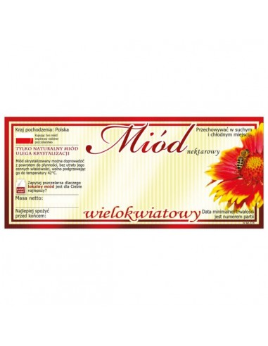 ETYKIETY NA MI&Oacute;D WIELOKWIATOWY 116X50 &ndash; 100 SZT.
