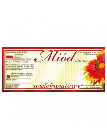 ETYKIETY NA MI&Oacute;D WIELOKWIATOWY 116X50 &ndash; 100 SZT.