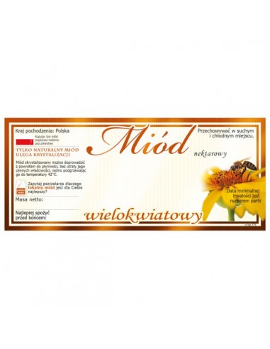 ETYKIETY NA MI&Oacute;D WIELOKWIATOWY 116X50 &ndash; 100 SZT.