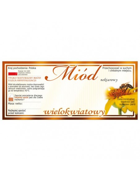 ETYKIETY NA MI&Oacute;D WIELOKWIATOWY 116X50 &ndash; 100 SZT.