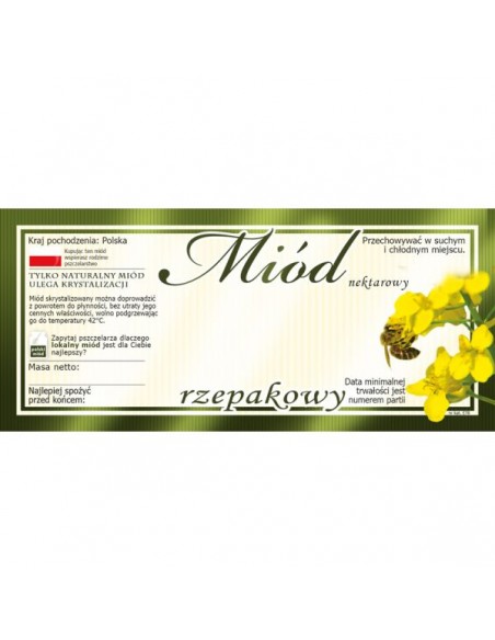 ETYKIETY NA MI&Oacute;D RZEPAKOWY 116X50 &ndash; 100 SZT.