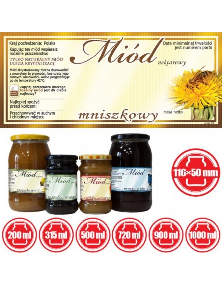 ETYKIETY NA MI&Oacute;D MNISZKOWY 116X50 &ndash; 100 SZT.