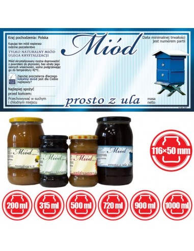 ETYKIETY NA MI&Oacute;D PROSTO Z ULA 116X50 &ndash; 100 SZT.