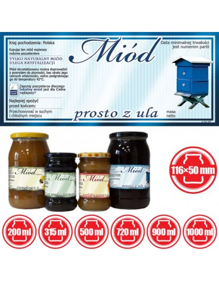 ETYKIETY NA MI&Oacute;D PROSTO Z ULA 116X50 &ndash; 100 SZT.