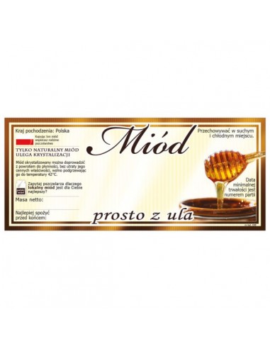 ETYKIETY NA MI&Oacute;D PROSTO Z ULA 116X50 &ndash; 100 SZT.