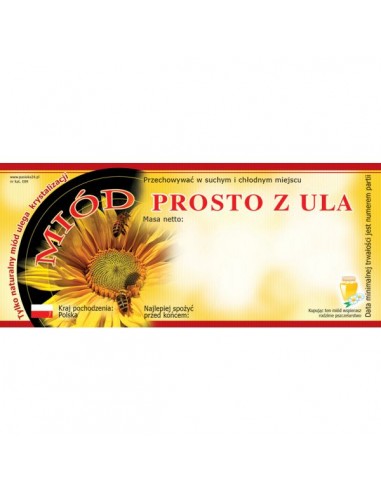ETYKIETY NA MI&Oacute;D PROSTO Z ULA 116X50 &ndash; 100 SZT.