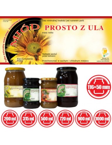 ETYKIETY NA MI&Oacute;D PROSTO Z ULA 116X50 &ndash; 100 SZT.