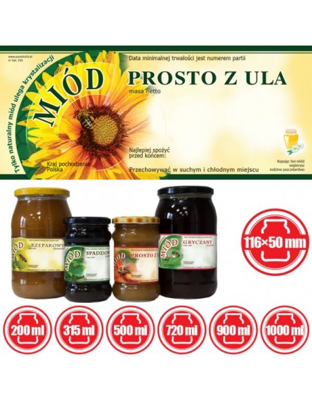 ETYKIETY NA MI&Oacute;D PROSTO Z ULA 116X50 &ndash; 100 SZT.