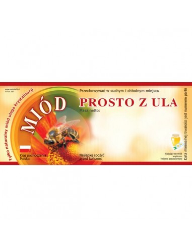 ETYKIETY NA MI&Oacute;D PROSTO Z ULA 116X50 &ndash; 100 SZT.