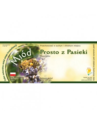 ETYKIETY NA MI&Oacute;D PROSTO Z PASIEKI 116X50 &ndash; 100...