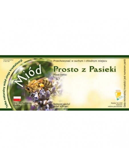 ETYKIETY NA MI&Oacute;D PROSTO Z PASIEKI 116X50 &ndash; 100 SZT.