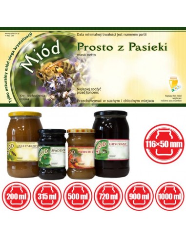 ETYKIETY NA MI&Oacute;D PROSTO Z PASIEKI 116X50 &ndash; 100...