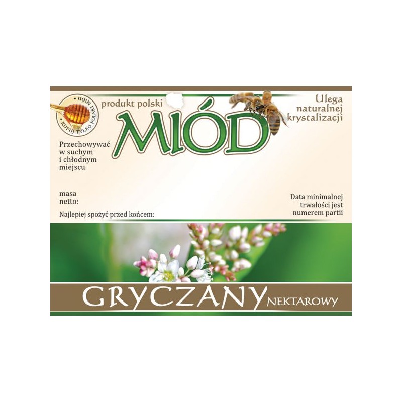 ETYKIETY NA MI&Oacute;D GRYCZANY 100X76 &ndash; 100 SZT.