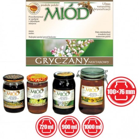 ETYKIETY NA MI&Oacute;D GRYCZANY 100X76 &ndash; 100 SZT.