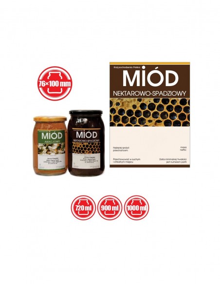 ETYKIETY NA MI&Oacute;D NEKTAROWO-SPADZIOWY 100X76 &ndash; 100 SZT.