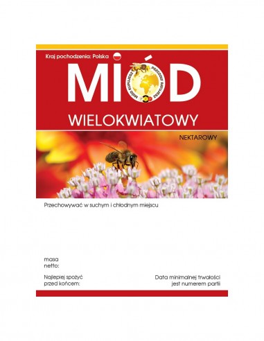 ETYKIETY NA MI&Oacute;D WIELOKWIATOWY 100X76 &ndash; 100 SZT.