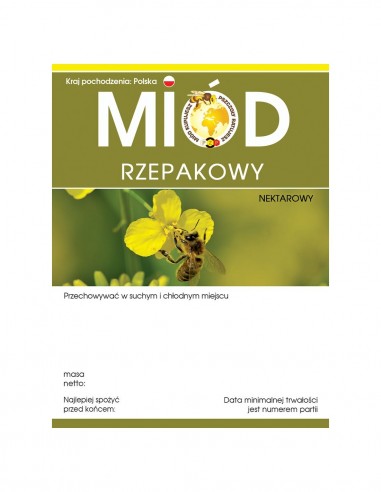 ETYKIETY NA MI&Oacute;D RZEPAKOWY 100X76 &ndash; 100 SZT.