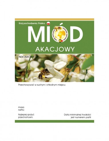 ETYKIETY NA MI&Oacute;D AKACJOWY 100X76 &ndash; 100 SZT.