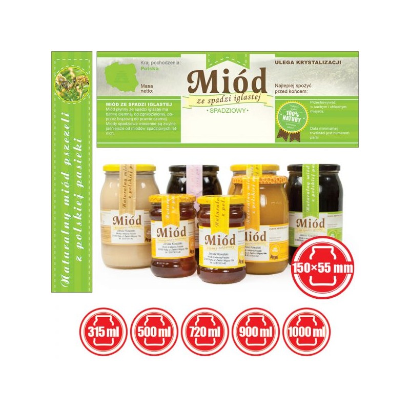 ETYKIETY Z BANDEROLĄ NA MIÓD ZE SPADZI IGLASTEJ...