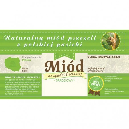 ETYKIETY Z BANDEROLĄ NA MI&Oacute;D ZE SPADZI LIŚCIASTEJ &ndash; 100 SZT.